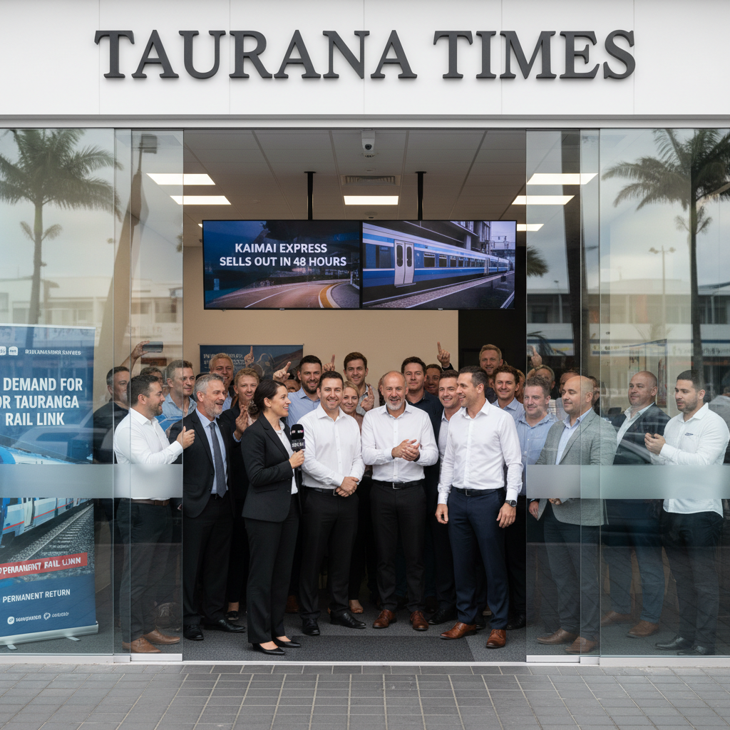 A modern train station platform with a sleek passenger train at the platform.