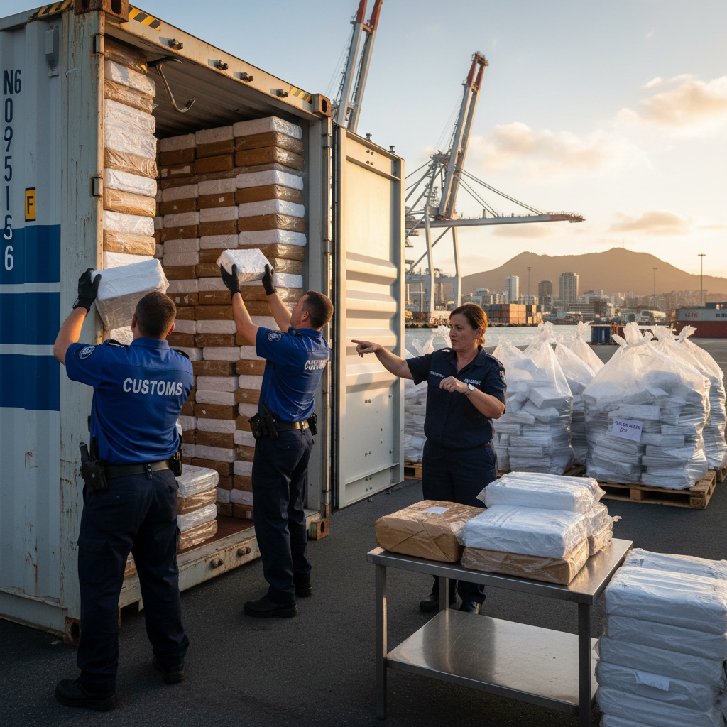 Cocaine hidden in the roof lining of a refrigerated container at the Port of Tauranga.